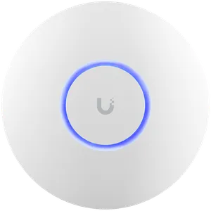 Ubiquiti U6+ access point. WiFi 6 model with throughput rate of 573.5 Mbps at 2.4 GHz and 2402 Mb...