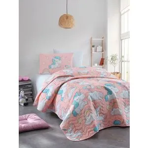 Unicornio - Roze, Bela i Plava Pokrivač za Krevet