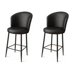 Uras - Black Black Bar Stool Set (2 Pieces)