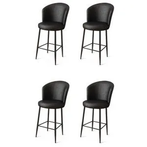 Uras - Black Black Bar Stool Set (4 Pieces)