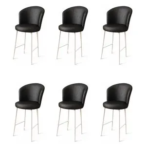 Uras - Crni i beli barski stolac set (6 komada)