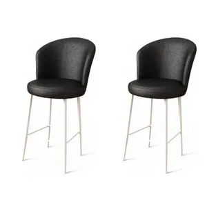 Uras - Crno-bela barska stolica (set od 2 komada)