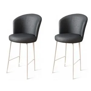 Uras - Set Barskih Stolica u Antracit i Belom (2 komada)