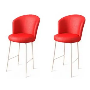 Uras - Set Barskih Stolica u Crvenoj i Beloj Boji (2 Komada)