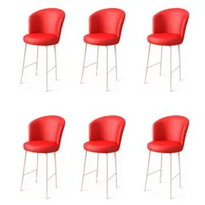 Uras - Set Barskih Stolica u Crvenoj i Belom (6 Komada)