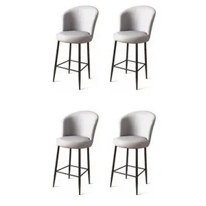 Uras - Sivi, Crni Sivi Crni Barski Stolac Set (4 Komada)