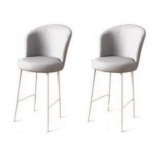 Uras - Sivi i Beli Barski Stolac (Set od 2 komada)