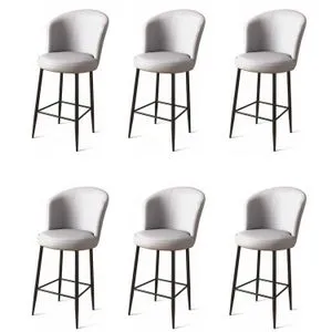 Uras - Sivi i Crni Bar Stolici Set (6 Komada)
