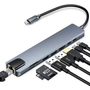 USB HUB 8u1, USB-C/HDMI+LAN+2xPD+2xUSB-A+TF+SD 100MBS