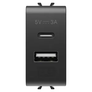 USB PUNJAČ - A+C TIP - 3A - SATENSKA CRNA - 1 MODUL - CHORUSMART GW12449