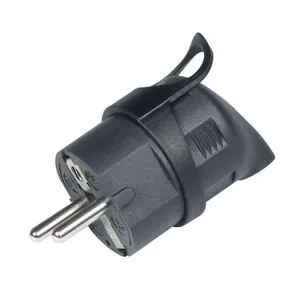 Utikač ugaoni sa uzemljenjem 16A 250V, crni