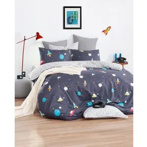 Uzay - Dark Blue Dark Blue King Quilt Cover Set (FR)