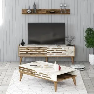 Valensiya 140 - Set nameštaja za dnevnu sobu u orahu i beloj boji