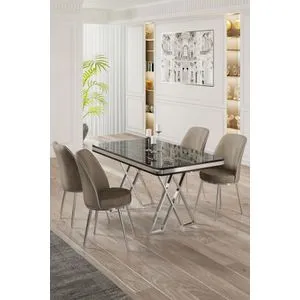 Vals - Black Marble, Chrome, Cappuccino Black Marble
Chrome
Cappuccino Dining Table & Chairs Set ...