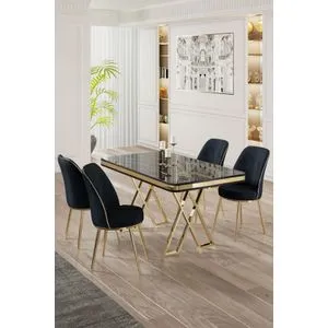 Vals - Black Marble, Gold, Anthracite Black Marlbe
Gold
Anthracite Dining Table & Chairs Set (5 P...