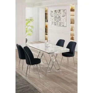 Vals - White, Chrome, Anthracite White
Chrome
Anthracite Dining Table & Chairs Set (5 Pieces)