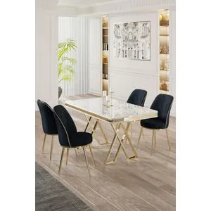Vals - White, Gold, Anthracite White
Gold
Anthracite Dining Table & Chairs Set (5 Pieces)