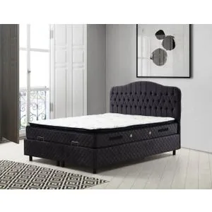 Vassi Set 160 x 200 - Antracitni Dupli Madrac, Osnova i Uzglavlje