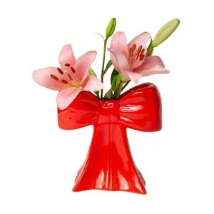 Vaza mašna, crvena, 20 cm, DOIY