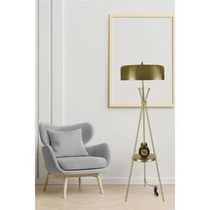 Venedik Sehbalı Eskitme Büyük Retro 8 Başlıklı Gold Floor Lamp