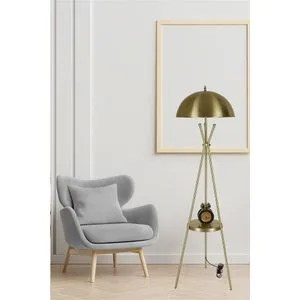 Venedik Sehbalı Eskitme Büyük Retro Başlıklı Gold Floor Lamp
