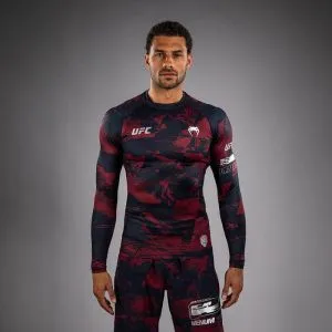 Venum UFC Zenith Authentic Fight Week Rashguard Dugi Rukav Camo Burgundy M