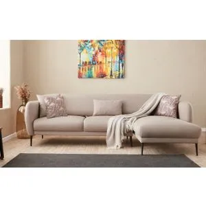 Venus R - Cream Cream Corner Sofa-Bed