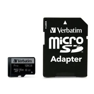 Verbatim MICRO SDXC CARD PRO UHS-3 128GB CLASS 10 INCL ADAPTOR microSDXC card 128 GB UHS-Class 3 ...