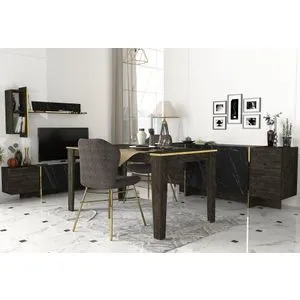 Veyron Set 3 Black
Gold Living Room Furniture Set