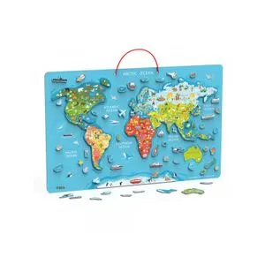VIGA Drvena magnetna puzzle mapa sveta/piši briši tabla