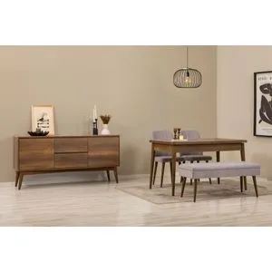 Vina 02 0701 - Set za Trpezariju od Oraha i Sive Boje (5 Delova)