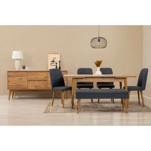 Vina 03 1048 - Set za Trpezariju od Tamnog Plavog Atlantskog Borova