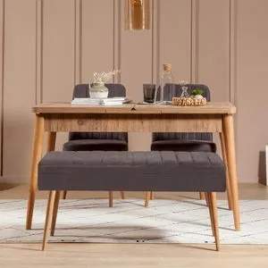 Vina 0701 - 3 - Antracit, Set Trpezarijskog Stola i Stolica (4 Komada)