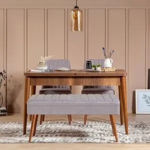 Vina 0701 - 3 - Trpezarijski Sto i Stolice u Sivoj Boji (4 Komada)