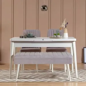 Vina 0701 - 3 - White, Grey White
Grey Extendable Dining Table & Chairs Set (4 Pieces)