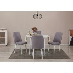 Vina 0701 - White, Grey White
Grey Extendable Dining Table & Chairs Set (5 Pieces)