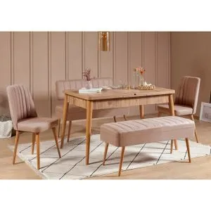 Vina 0900 - 4 - Atlantic, Stone Atlantic Pine
Stone Extendable Dining Table & Chairs Set (5 Pieces)