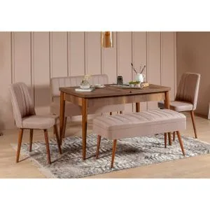 Vina 0900 - 4 - Walnut, Stone Walnut
Stone Extendable Dining Table & Chairs Set (5 Pieces)