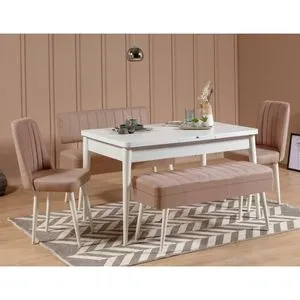 Vina 0900 - 4 - White, Stone White
Stone Extendable Dining Table & Chairs Set (5 Pieces)