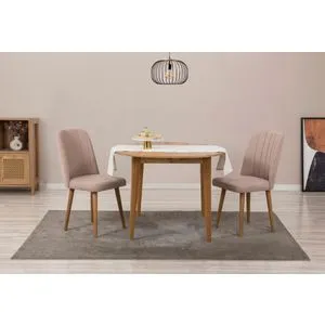 Vina 0900 - Atlantic Pine, Stone Ekstenzibilni Trpezarijski Sto i Stolice Set (3 Komada)