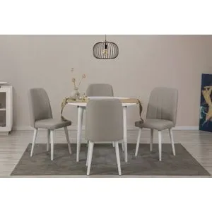Vina 1005 5 - White, Cream White
Cream Extendable Dining Table & Chairs Set (5 Pieces)