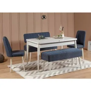 Vina 1048 - 4 - White, Dark Blue White
Dark Blue Extendable Dining Table & Chairs Set (5 Pieces)