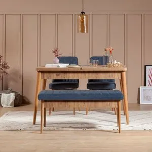 Vina 1048 - Dark Blue, Atlantic Atlantic Pine
Dark Blue Extendable Dining Table & Chairs Set (4 P...