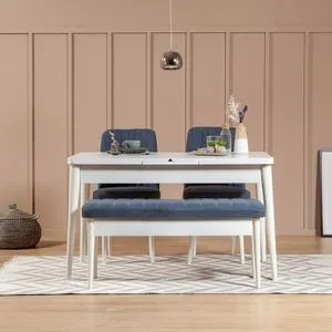 Vina 1048 - Dark Blue, White White
Dark Blue Extendable Dining Table & Chairs Set (4 Pieces)