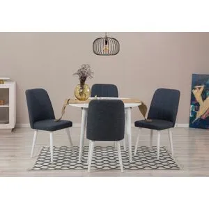 Vina 1048 - White, Navy Blue White
Navy Blue Extendable Dining Table & Chairs Set (5 Pieces)