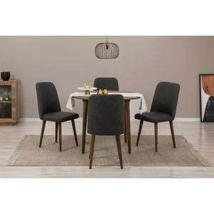 Vina 1053 - Anthracite, Walnut Anthracite
Walnut Extendable Dining Table & Chairs Set (5 Pieces)