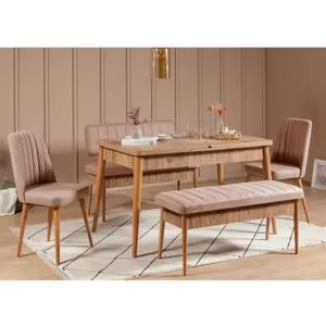 Vina Atlantic Stone Atlantic Pine
Stone Extendable Dining Table & Chairs Set (5 Pieces)