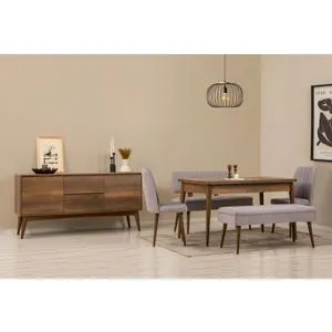 Vina Bench 04 0701 - Walnut, Grey Walnut
Grey Extendable Dining Table, Chairs & Console Set (6 Pi...