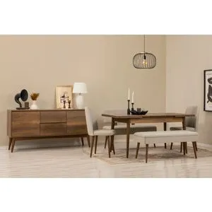 Vina Bench 04 1005 - Walnut, Cream Walnut
Cream Extendable Dining Table, Chairs & Console Set (6 ...