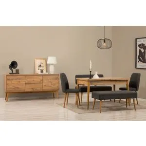 Vina Bench 04 1053 - Atlantic Pine, Anthracite Atlantic Pine
Anthracite Extendable Dining Table, ...